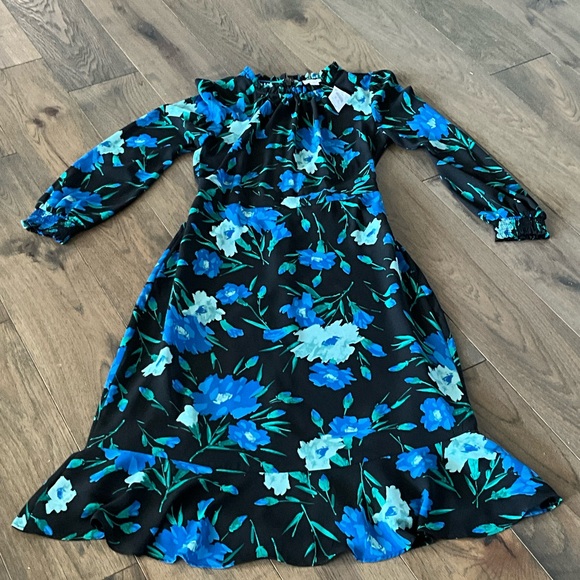 J. Crew Dresses & Skirts - J. Crew Black Dress with Blue and Teal Floral Print